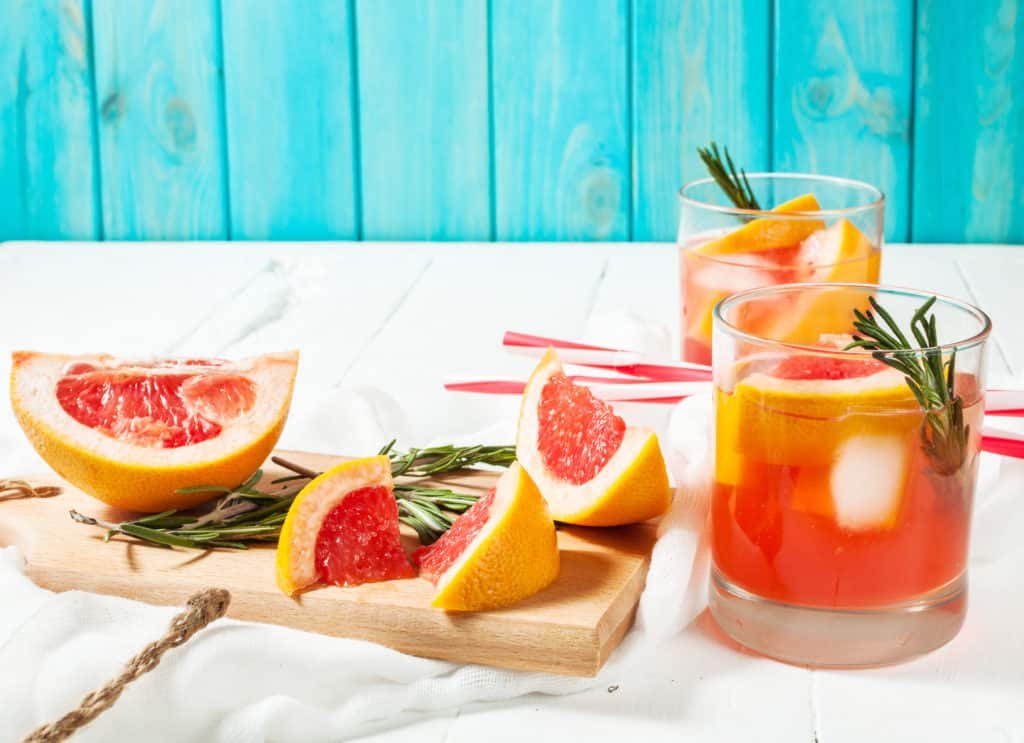 Grapefruit and rosemary infused water