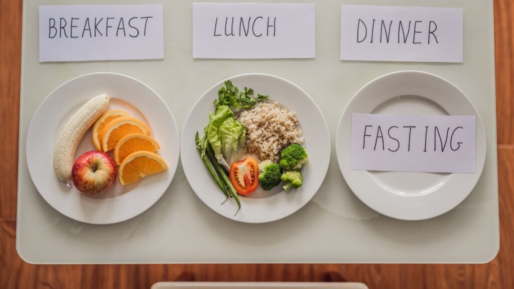 Intermittent Fasting during Dinner. Intermittent Fasting Concept, Top View